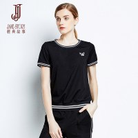 经典故事短袖上衣女夏季通勤修身显瘦时尚纯色简约女装