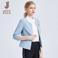经典故事春秋装女短外套时尚修身通勤七分袖乱麻上衣