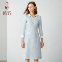 经典故事秋季优雅纯色编织呢连衣裙轻奢气质显高一步裙