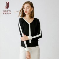 经典故事秋季休闲黑白纯色羊毛针织衫时尚显瘦打底衫