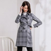 经典故事风衣女冬季英伦格纹气质外套休闲装