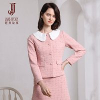 经典故事秋冬小香风外套简约纯色格纹短外套女装