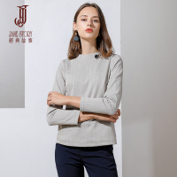 经典故事春季通勤百搭衬衫竖条纹修身显瘦女装加厚温暖