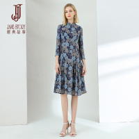 经典故事春装女连衣裙碎花典雅收腰显瘦气质裙子女装