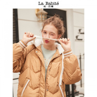 拉夏贝尔集团旗下BS羽绒服中长款2018新款韩版潮冬季女装厚学生宽松过膝连帽潮外套 默认尺寸 默认颜色