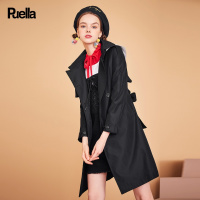 连帽风衣女中长款韩版秋季2018新款休闲百搭撞色拼接小个子外套潮