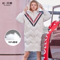 中长款羽绒服女拉夏贝尔2018新款秋冬甜美学院风韩版过膝学生外套