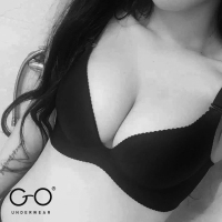 GObra内衣女无钢圈光面一片式小胸厚聚拢文胸上薄下厚无痕性感