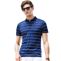 雅鹿男士含桑蚕丝T恤2019夏季新款短袖翻领T恤真丝男士上衣