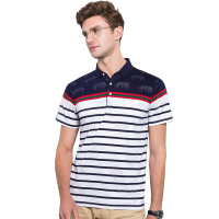 雅鹿男士短袖t恤2019夏季新款条纹短袖t恤男翻领体恤polo衫