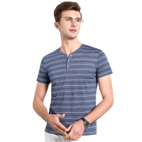 雅鹿男士短袖T恤2019夏新款条纹圆领半袖修身T恤