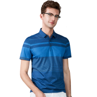 雅鹿男士含桑蚕丝短袖t恤2019夏季新款半袖上衣真丝条纹POLO衫