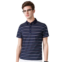 雅鹿男士含桑蚕丝短袖t恤2019夏新款男翻领上衣真丝t恤