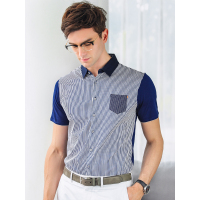 雅鹿男士新款衬衫领条纹短袖T恤莱赛尔2019商务休闲透气半袖POLO衫