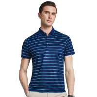 雅鹿男士短袖T恤含桑蚕丝夏季条纹2019款青中年男POLO衫上衣T恤