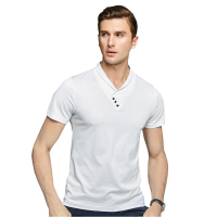 雅鹿男士短袖T恤2019款夏季含桑蚕丝体恤纯色男装体恤上衣