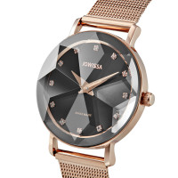 左薇莎(Jowissa)瑞士原装进口手表棱石系列轻奢时尚品牌手表钻石切割镜面女士镶钻石英表盘 J5.611.M