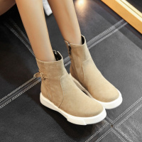 Tiauny平跟休闲平底磨砂皮带扣圆头短靴马丁靴女鞋9588-4