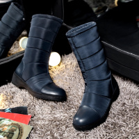 Tiauny冬季加绒加厚情侣防雪防滑厚底中筒防水防滑保暖雪地靴女鞋棉HX-76