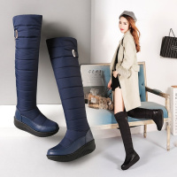 Tiauny防水棉靴女冬季保暖加绒加厚羽绒长靴子平底高筒过膝雪地靴女长筒HX-95