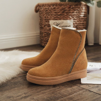 Tiauny 马丁靴女英伦风短筒内增高厚底学生加绒加厚欧洲站靴子冬短靴10-15-10