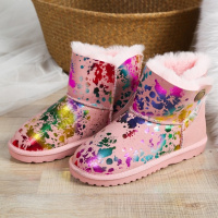 Tiauny 冬季2018新款雪地靴女真皮磨砂运动短筒厚底短靴百搭韩版加绒棉鞋Y37