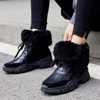 Tiauny 加绒鞋女冬新款皮毛一体户外雪地靴防水防滑保暖东北加厚马丁靴922