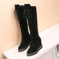 Tiauny 2018系带侧拉链绒里牛磨皮加厚耐磨底内增高英美百搭包邮女式7925