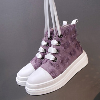 Tiauny 欧洲站短靴秋季新款真皮厚底马丁靴休闲百搭风高帮鞋女潮807-2