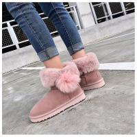 Tiauny 雪地靴女2018冬季靴子羊毛羊绒混纺平底胶粘鞋休闲时尚中筒靴9231