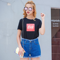 BRUSHFINCH梦露女装2018新款t恤圆领宽松舒适黑白潮大码女 短袖