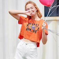 BRUSHFINCH梦露女装2018夏款女t恤棉学生 宽松百搭 字母短袖