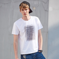 BRUSHFINCH猫王男装2018夏季新款短袖白色 宽松t恤