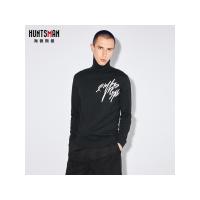 海德斯曼5076高领毛衣男 欧式秋冬新款时尚黑白撞色字母针织衫5076