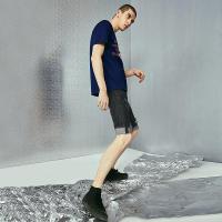 海德斯曼8009春季新款牛仔裤男 潮流休闲破洞黑色牛仔短裤男8009