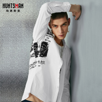 海德斯曼1561新款白衬衫男长袖 修身韩版潮流印花青少年衬衫1561