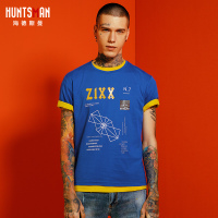 海德斯曼2850新款男士短袖宽松T恤男潮 简约百搭撞色字母半袖2850