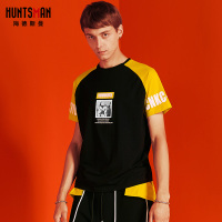 海德斯曼男士短袖T恤韩版潮流2019新款 欧美嘻哈短袖撞色印花体恤2889