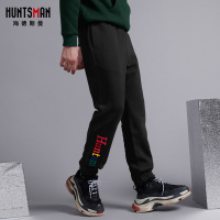 海德斯曼男士裤子春秋新款2019休闲裤男 黑色宽松束脚小脚裤90081