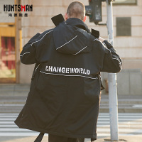 海德斯曼2018冬季新款棉服男中长款潮流男士棉衣宽松连帽外套冬装65109