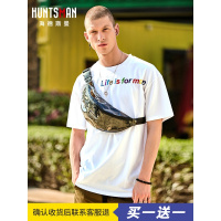 海德斯曼2019新款白色纯棉短袖 潮牌字母绣花宽松情侣T恤男20186