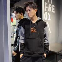 海德斯曼新款男卫衣加绒卫衣长袖撞色字母休闲连帽男士卫衣男内搭上衣15369