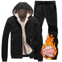 海德斯曼两件套装秋冬新款连帽加绒加厚外套长裤上衣裤子运动套装30433