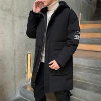 海德斯曼冬季加绒加厚男士时尚字母连帽百搭保暖中长款羽绒服男外套60281