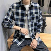 海德斯曼2019秋季新款男士长袖衬衫潮流青年格子韩版衬衣10185