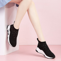 卡芙琳2018春季新款弹力袜子鞋软底休闲运动厚底袜靴女短靴针织鞋平底潮