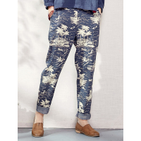 通勤印花哈伦裤春秋装时尚百搭小脚裤牛仔休闲裤女长裤子-618025