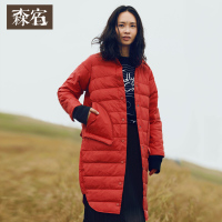 长款加厚外套冬文艺翻领宽松休闲纯色Polo领直筒羽绒服女622002