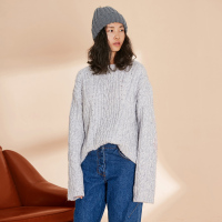 长袖内搭秋冬2017新款文艺休闲绞花松软圆领直筒套头毛衣女749040