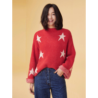 森宿宽松上衣春装2017新款文艺卷边袖口落肩满天星毛衣女-749020